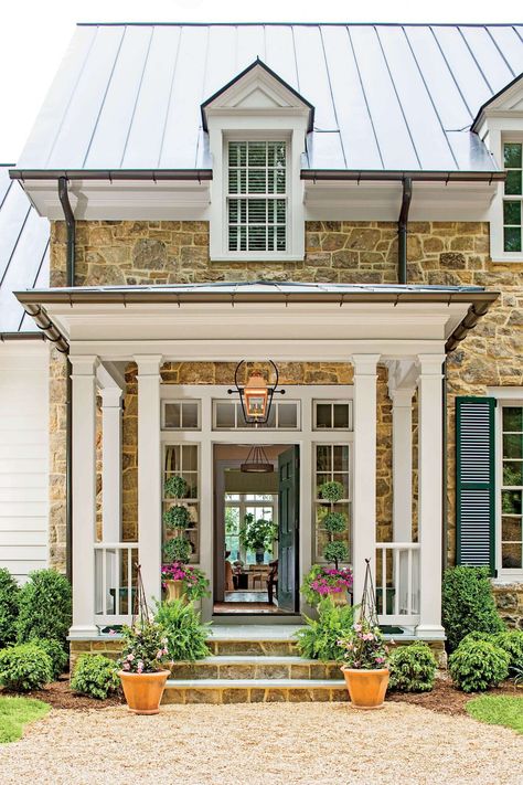 Portico French Style House Plans, Brick House Plans, Portico Design, Porch Stairs, Porch House Plans, French Style Homes, Southern Living Homes, Southern House Plans, House Photo