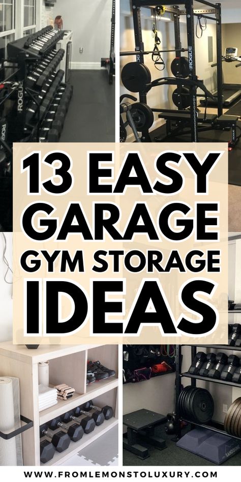 13+ Easy Garage Gym Storage Ideas That Are Smart - From Lemons To Luxury Garage Storage And Gym Ideas, Small Space Garage Gym, Diy Garage Gym Ideas Small Spaces, Garage Gyms Ideas Layout, Garage Gym Decor Ideas, 2 Car Garage Gym Ideas, Home Garage Gym Paint Ideas, Diy Gym Garage, Garage Gym Must Haves