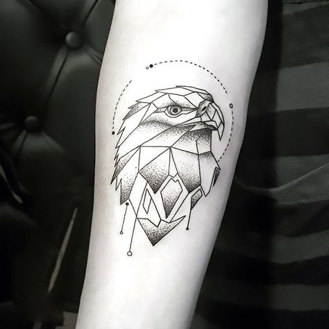 Geometric Eagle Tattoo Idea Geometric Tattoo Eagle, Hipster Tattoo, Muster Tattoos, Geometry Tattoo, Geometric Tattoo Design, Eagle Tattoos, Eagle Tattoo, Modern Tattoos, Pattern Tattoo