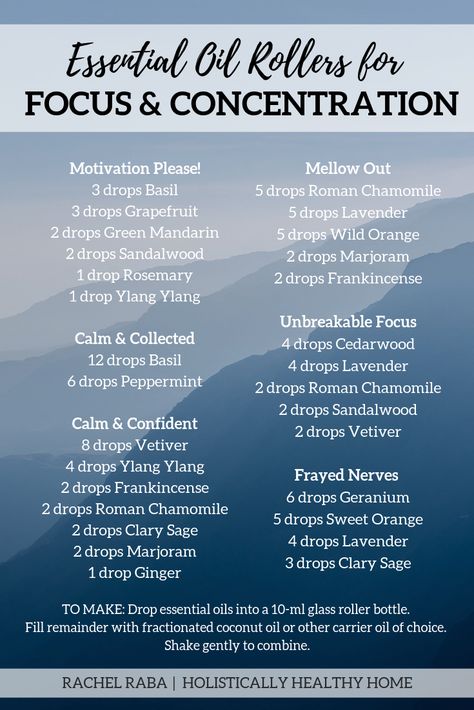 Oils For Focus And Concentration, Essential Oils For Focus, Essential Oil Roller Bottle Recipes, Essential Oils Focus, Roller Bottle Recipes, Helichrysum Essential Oil, Roller Bottle Blends, Aromatherapy Recipes, Essential Oil Diffuser Blends Recipes