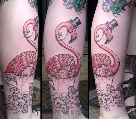 Fancy flamingo tattoo Tattoo Alice In Wonderland, Alice In Wonderland Flamingo, Alice And Wonderland Tattoos, Flamingo Tattoo, Fancy Flamingo, Dope Tattoos For Women, Dope Tattoos, Forearm Tattoos, Alice In Wonderland