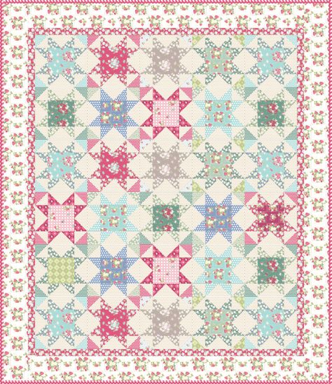 Meet La Conner, my 2nd collection! | Quilting in the Rain Stars Quilt, Spring Quilts, Pattern Quilt, Medallion Quilt, Flower Quilts, Star Quilt Blocks, Star Quilt Patterns, Star Quilts, Quilt Stitching