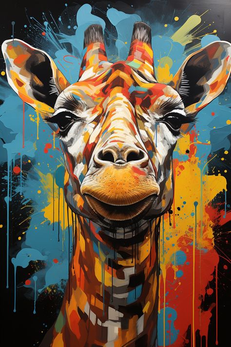 Animal Paintings Acrylic, Wallpaper 8k, Giraffe Painting, Dog Pop Art, Animal Illustration Art, Giraffe Art, Fine Art Portraiture, Soyut Sanat Tabloları, A Giraffe