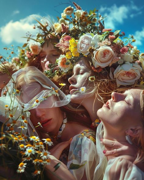 Midsommar for @aiempirerising #aihorrorrising #midsommar #aiart #midjourneyai #midjourneycommunity #midjourneyportrait #aihorror #aiartcommunity #promptcraft #midjourneyv6 #midjourneyblend Poetic Photography, Ethereal Photography, Flower Photoshoot, Bizarre Art, Gcse Art, Love Is Love, Art Business, Blossom Flower, Surrealism