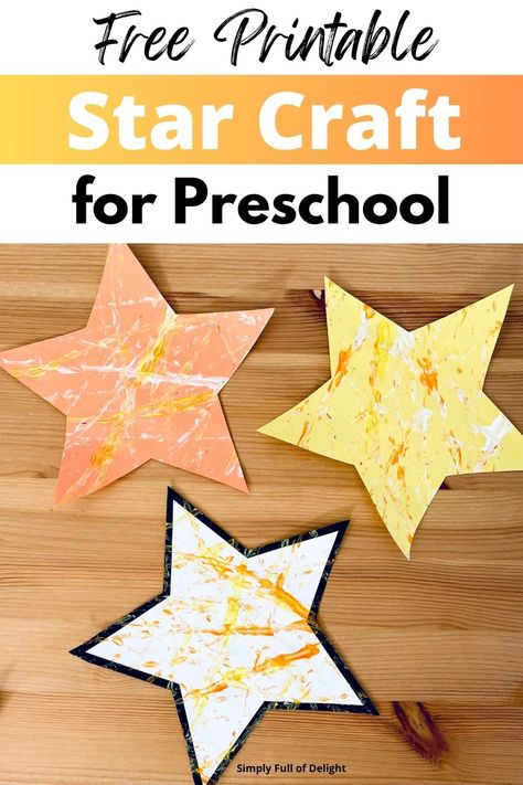 easy star craft for preschool with free printable star template Nativity Star Craft Preschool, Stars Craft Preschool, Preschool Star Crafts, Star Craft Preschool, Star Crafts For Preschoolers, Star Crafts For Kids, Star Activities, Phonics Crafts, Christmas Star Crafts