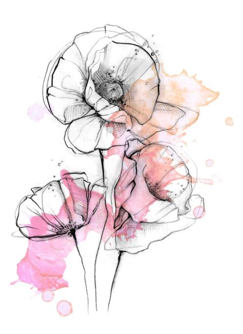 Poppies Watercolor, Art Tattoos, Watercolor Sketch, Watercolor Paint, Tattoo Art, Poppies, Tattoo Ideas, Tattoo Designs, Sketch