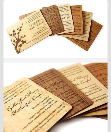 Invites Wood Wedding Invitations, Laser Cut Cards, Engraving Ideas, Laser Cut Wood Crafts, Laser Engraved Ideas, Laser Art, Wooden Cards, Laser Engraved Wood, 3d Laser