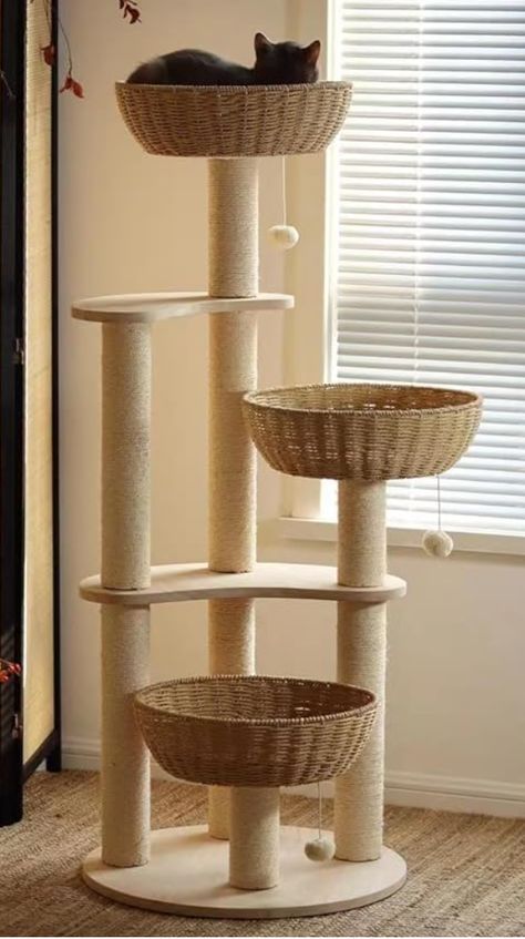 Cat Tree Tower, Mid Century Modern Cat Tree, Cat Tree For Large Cats, Aesthetic Cat Tower, Mid Japandi, Cat Tree Aesthetic, Indoor Cat Tree, Aesthetic Cat Tree, Cat Trees Homemade