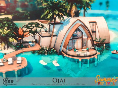 Sims 4 Cc Hammock, Sims 4 Cc Island, Sims 4 Sulani House Plan, Sulani Homes Sims 4, Sims 4 Beach House, Sims 4 Jobs, Gym Sauna, Tropical Beach Houses, Underwater House