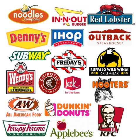 Get ready to be shocked. American Logo Design, Famous Logo Design, Food Brand Logos, Luxe Logo, Noodles And Company, Fast Food Logos, Logo Luxe, American Logo, American Fast Food