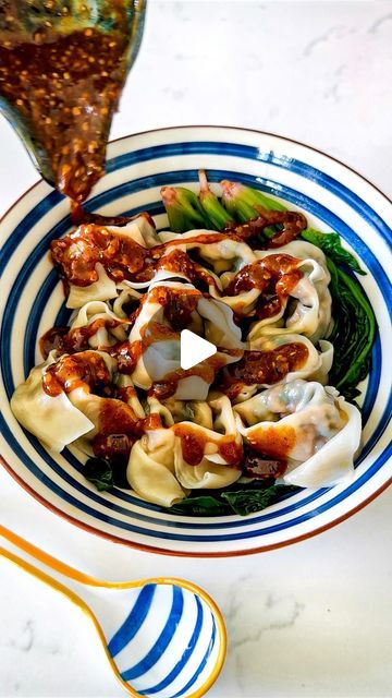 Chili Oil Wontons, Szechuan Wontons, Wonton With Chili Oil, Spicy Wonton Sauce Chili Oil, Din Tai Fung Spicy Wonton Recipe, Wonton Wrappers, Extra Firm Tofu, Homemade Peanut Butter, Chili Oil