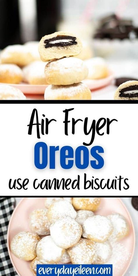 Air Fryer Oreos are made with canned biscuits, super easy to prepare and make and are decadently delicious. A fantastic treat that's so popular at State Fairs and festivals are easily made at home with just a few ingredients. #airfryeroreos #friedoreos Oreos In The Air Fryer, Air Fryer Oreos, Beginner Air Fryer Recipes, Air Fryer Sweets, Dinner Air Fryer, Air Fryer Cookies, Concession Stand Food, State Fairs, Air Fryer Pizza