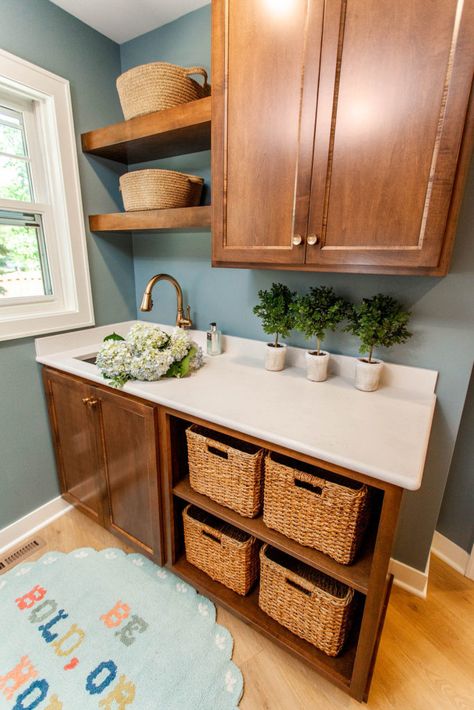 Laundry Room With Brown Cabinets, Stained Wood Laundry Room Cabinets, Stained Laundry Room Cabinets, Cherry Cabinet Laundry Room, Laundry Room Oak Cabinets, Laundry Room With Oak Cabinets, Laundry Room Brown Cabinets, Laundry Room Wood Cabinets, Brown Laundry Room