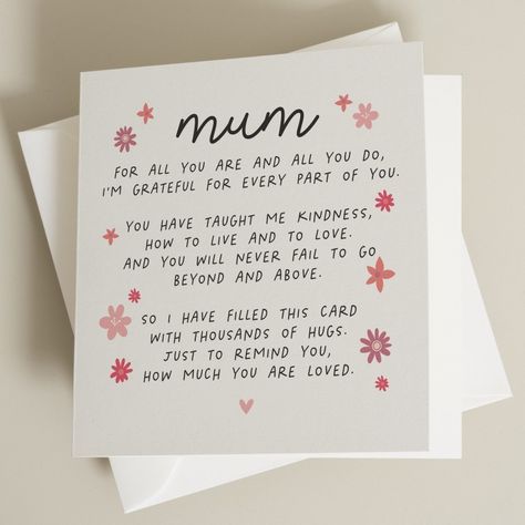 Birthday Cards For Mother, Mom Poems, Mothers Day Poems, Mother's Day Gift Card, Mother Poems, Happy Mother Day Quotes, Mother Day Message, Birthday Card Drawing, Diy Gifts For Mom