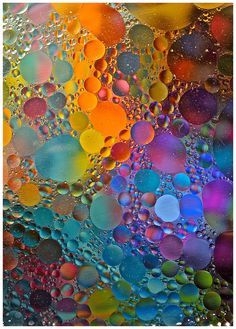 Abstract ~ study of oil & water, photographer Karen Keogh  #photography Bokeh Art, Colorful Bubbles, Art Fractal, Water Droplets, Abstract Photography, Color Textures, Fractal Art, In Water, Textures Patterns