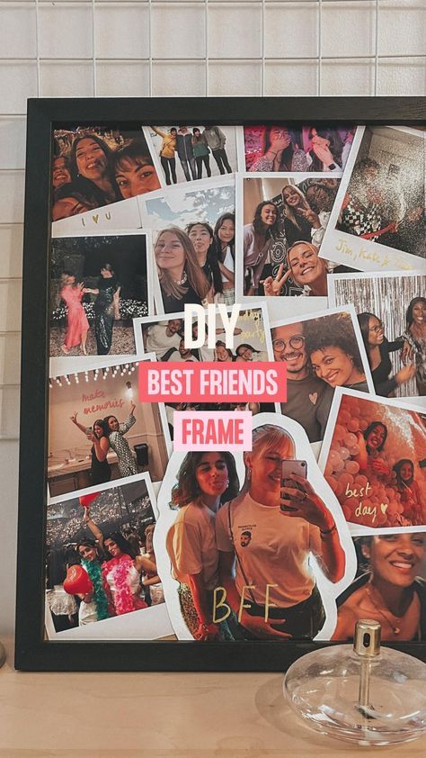 Create memories of your favourite people in this DIY Best Friends frame filled with love and unforgettable moments! ✨ Cute Paper Gifts, Photo Collage Diy, Photo Gifts Diy, Gifts For Best Friends, Christmas Gifts Ideas, Diy Photo Book, Friends Picture Frame, Diy Best Friend Gifts, Bff Gifts Diy