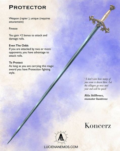 Dnd Rapier Item, Magic Rapier 5e, Dnd Magic Items Swords, Dnd 5e Homebrew Longsword, Dnd Magic Rapier, Dnd 5e Magic Rapier, Dnd Magic Armor, Dnd Homebrew Items, Guerriero Samurai