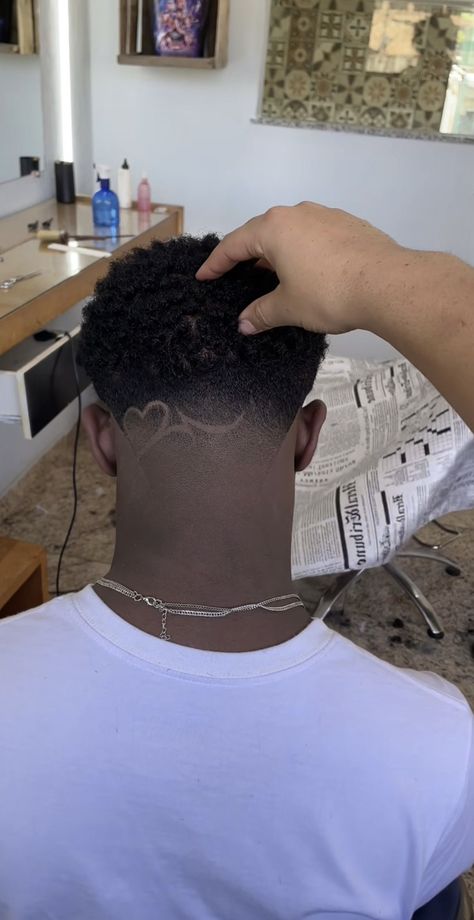 Haircut Designs For Men Black, Low Taper Fade Haircut Curly Hair Design, Back Haircut Designs, Mid Taper With Design, Freestyle Haircut Designs, Taper Fade Designs Men, Haircut For Men Short Hair, Cute Hair Designs, Back Taper Design