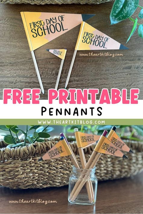 Cute! First Day of School Pennants FREE Printable! Grape Ice Cream, Homeschool Field Trips, Etiquette And Manners, First Day School, School Coloring Pages, Homeschool Inspiration, School Pencils, Educational Activities For Kids, Homeschool Printables