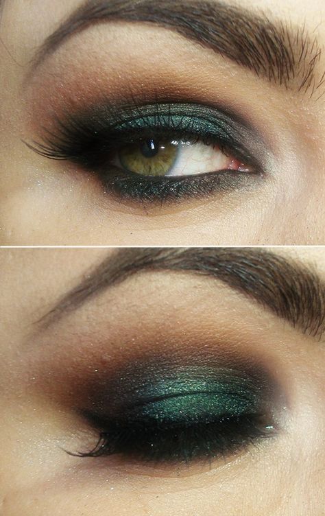 Dark green smokey eye Dark Green Eyes, Green Smokey Eye, Hazel Eye Makeup, Eye Makeup Cosmetics, Channel Ideas, Makeup For Hazel Eyes, Smokey Eye Makeup Tutorial, Green Makeup, Makeup Tricks