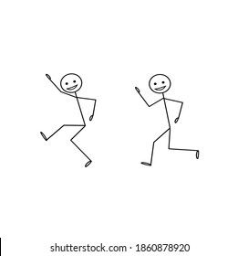 Happy stick man running isolated on white background. Healthy lifestyle, sports. Human figure. Man Jumping, Stick Man, Stick Figures, Human Figure, Man Running, White Background, Healthy Lifestyle, Running, Human