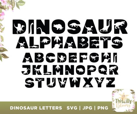 Cricut Dinosaur, Dinosaur Letters, Dinosaur Font, Dinosaur Name, Dinosaur Alphabet, Kids Alphabet, Dinosaur Svg, Chalkboard Lettering, Dino Birthday