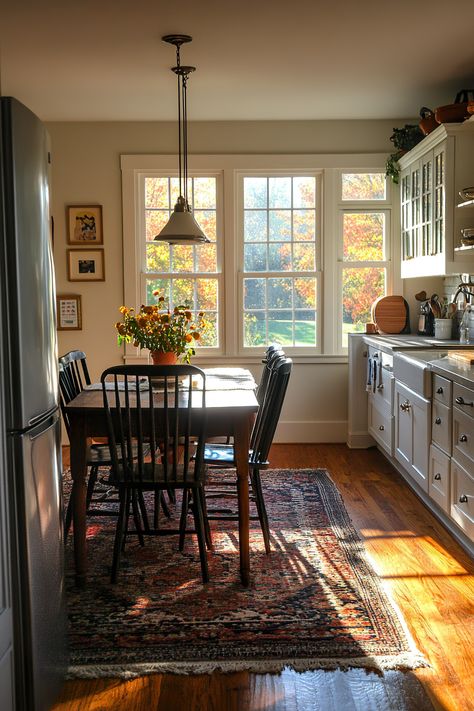 Kitchen Fall Wall Decor: Autumnal Touches - Quiet Minimal Americana House Aesthetic, French Country Victorian, Small Dining Room In Kitchen, Mid Century Modern English Cottage, Townhouse Home Decor, All Creatures Great And Small Kitchen, Traditionalism Aesthetic, 1890 Home Interiors, Fall Decorations For Kitchen