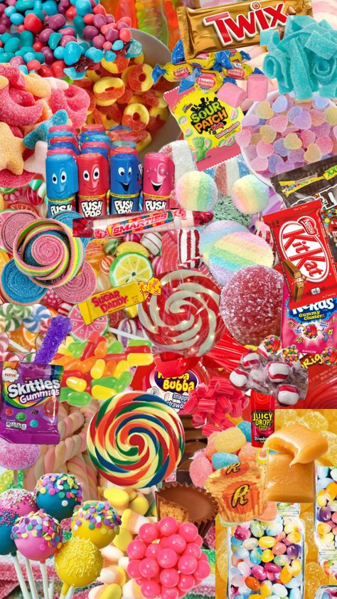 Just Candy 🍬 #candy #clutter #fyp V Birthday Cake, Candy Collage, I Love Aesthetic, Sweets Aesthetic, V Birthday, Candy Grapes, Candy Wallpaper, Sleep Over Ideas, Edible Eyes