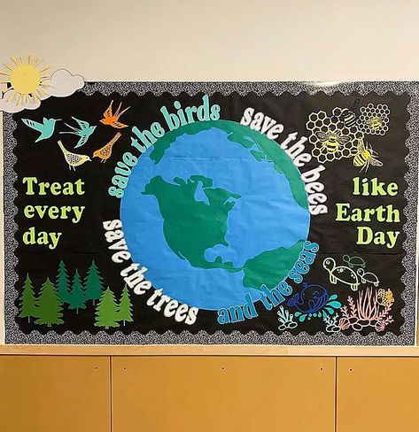 21 Earth Day Bulletin Board Ideas and Crafts - TeachersParadise Hallway Bulletin Board Ideas, Diy Bulletin Board Ideas, Earth Day Display, Earth Day Bulletin Board Ideas, Earth Day Bulletin Board, Class Board Decoration, Notice Board Decoration, April Bulletin Boards, Soft Board Decoration