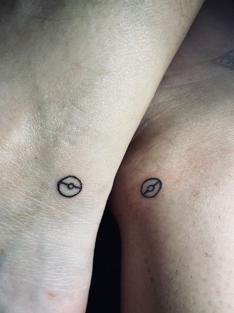 Matching Pokemon Tattoos Best Friends, Matching Pokemon Couple Tattoos, Small Matching Pokemon Tattoos, Matching Pokémon Tattoos, Small Simple Matching Tattoos Couples, Small Pokemon Tattoo Simple, Pokemon Sibling Tattoo, Minimalist Gaming Tattoo, Small Goofy Tattoo