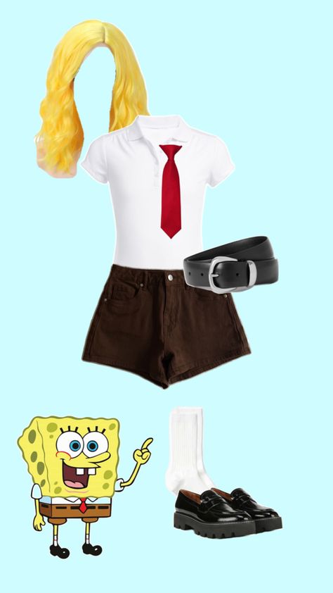 Spongebob Outfit, Spongebob Halloween, Spongebob Costume, Halloween Costumes Brunette, Trio Costumes, Trio Halloween Costumes, Pretty Halloween Costumes, Halloween Costumes Friends, Halloween Costume Outfits