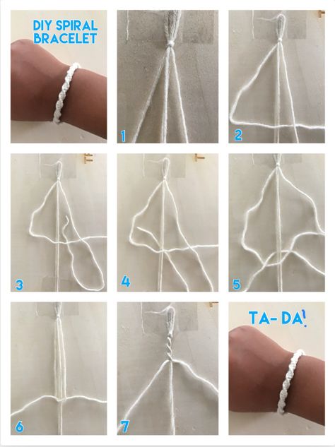 Bracelet With Three Strings, Three Strand Bracelet Tutorial, 3 Strand Bracelet Tutorial, Spiral Bracelet Tutorial, Multiple Strand Bracelet, Three Strand Bracelet, Spiral Bracelet, String Bracelet Patterns, Diy Friendship Bracelets Tutorial