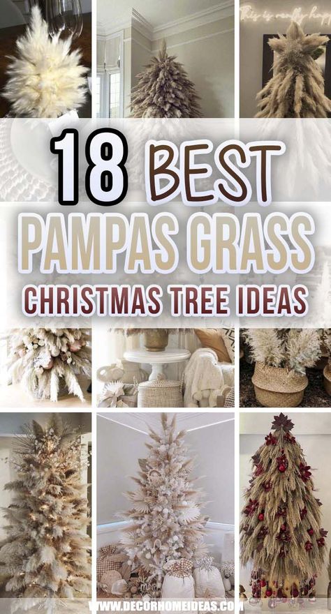 18 Amazing Pampas Grass Christmas Trees That Are This Season's Newest Trend | Decor Home Ideas Pampas Grass Tree Decor, Christmas Trees With Pampas, Christmas Tree Toppers Pampas, Christmas Tree Ostrich Feathers, How To Make A Pampas Christmas Tree, Pompass Grass Christmas Tree Topper, Pompus Grass Christmas Tree, Pampas’s Christmas Tree, Pampas Grass Christmas Wreath Diy