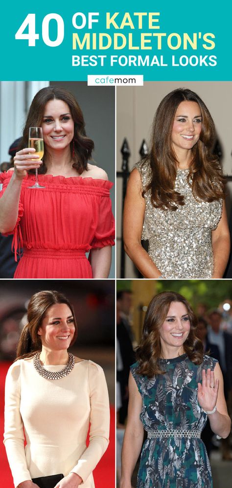 CafeMom.com : Pin It! : 40 of Kate Middleton's Best Formal Looks -- Add this graphic to your Pinterest boards to fancy the royal looks of Kate Middleton. Kate Middleton Dress, Best Gowns, Black Ball Gown, Kate Dress, Blue Ball Gowns, Princess Kate Middleton, Stylish Celebrities, Royal Look, Kate Middleton Style