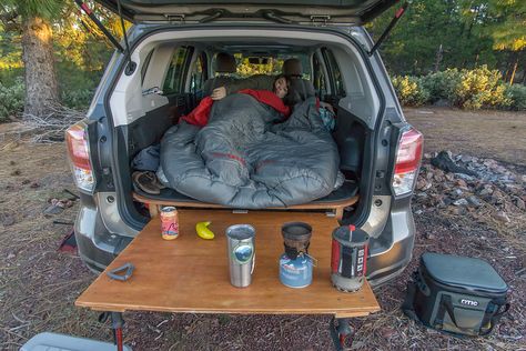 Saved for the table idea. DSC07809 | Dustin Boone | Flickr Car Camping Organization, Kangoo Camper, Zelt Camping, Suv Camper, Auto Camping, Tent Camping Hacks, Camping Desserts, Camping Diy, Suv Camping