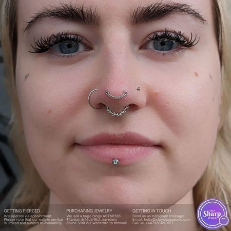 Stay Sharp Studio | Mantis piercings are all the rage right now, and thankfully so! I can't help but feel like a wee little trend setter sporting the 'Gold… | Instagram Mantis Piercing, Septum Stack, Trend Setter, Feel Like, Piercings, Right Now, Gold, Instagram