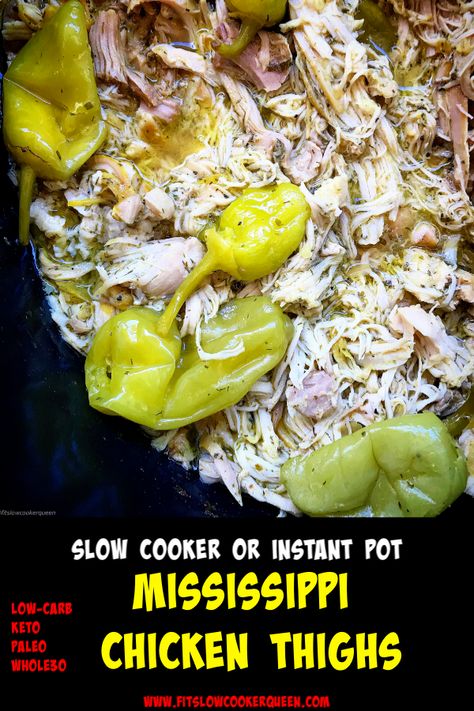 Mississippi Chicken Thighs, Instant Pot Mississippi Chicken, Mississippi Roast Recipe, Mississippi Chicken, Paleo Slow Cooker, Homemade Seasoning, Mississippi Roast, Roasted Chicken Thighs, Mississippi Pot Roast