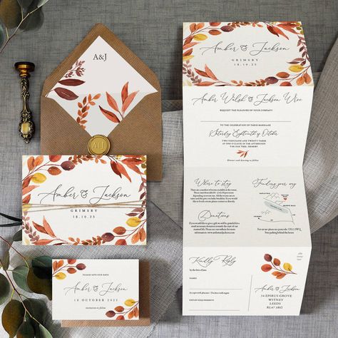 October Save The Date Ideas, Wedding Invitations Orange, Autumn Wedding Decorations, Fall Wedding Invitations Diy, Oktoberfest Wedding, Autumn Themed Wedding, Autumn Wedding Invitations, Wedding Invitations Fall, Wedding Invatations