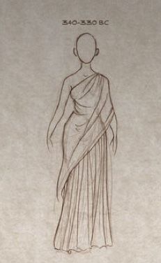 Greek Dress Drawing Reference, Greek Toga Drawing Reference, Greek Goddess Art Aphrodite Drawing, Toga Drawings Greek, Greek Toga Reference, Greek Mythology Clothes Drawing, Easy Greek Mythology Drawings, Ancient Greek Fashion Woman, Greek Fashion Illustration