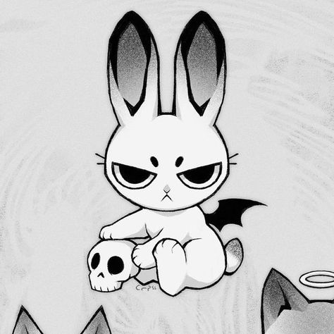 Mad Drawing, Scary Kawaii, Rabbit Rescue, Kawaii Creepy, Killer Bunny, Bunny Tattoo, Flash Sheets, Single Needle Tattoo, Bunny Tattoos