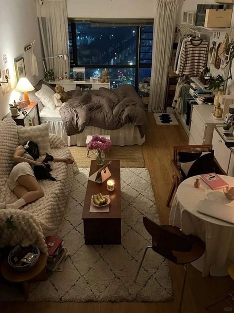 Studio Apartment Living, Dream Apartment Decor, Future Apartment Decor, Room Redesign, Dream House Rooms, Dreamy Room, Apartment Decor Inspiration, Dream Room Inspiration, Room Makeover Bedroom