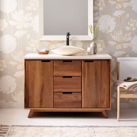 Topanga-48inch-Bathroom-Vanity-Walnut-VNA481-1 Luxury Bathroom Vanities, 48 Inch Bathroom Vanity, 48" Vanity, Bathroom Storage Units, Free Standing Vanity, Bathroom Vanity Base Only, Double Door Design, Bathroom Vanity Base, Vanity Base