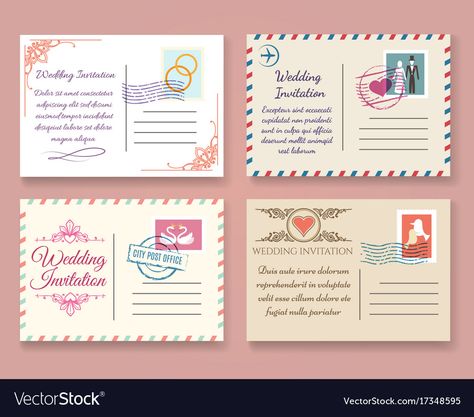 City Wedding Invitations, Postcard Save The Date, Postcard Wedding Invitation, Wedding Postcard, Creative Wedding Invitations, Marriage Invitations, Postcard Invitation, Save The Date Template, Postcard Template