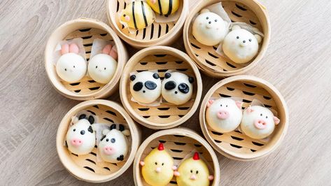 Adorable Asian Buns Pair With Sushi in La Jolla - Eater San Diego Asian Buns, Bento Ideas, Nigiri Sushi, Sweet Red Bean, Food Art For Kids, Cute Buns, Bread Shaping, Bao Buns, Kawaii Cooking