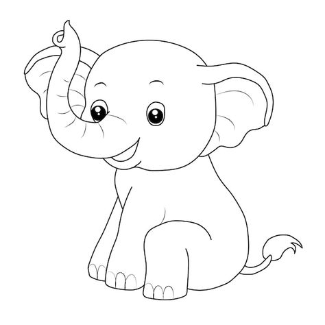 Elephant Coloring Sheet, Elephant Clipart Black And White, Elephant Template Printable Free, Elephant Outline Drawing, Elephant Template, Elephant Outline, Elephant Coloring, Coloring Pictures For Kids, Elephant Cartoon