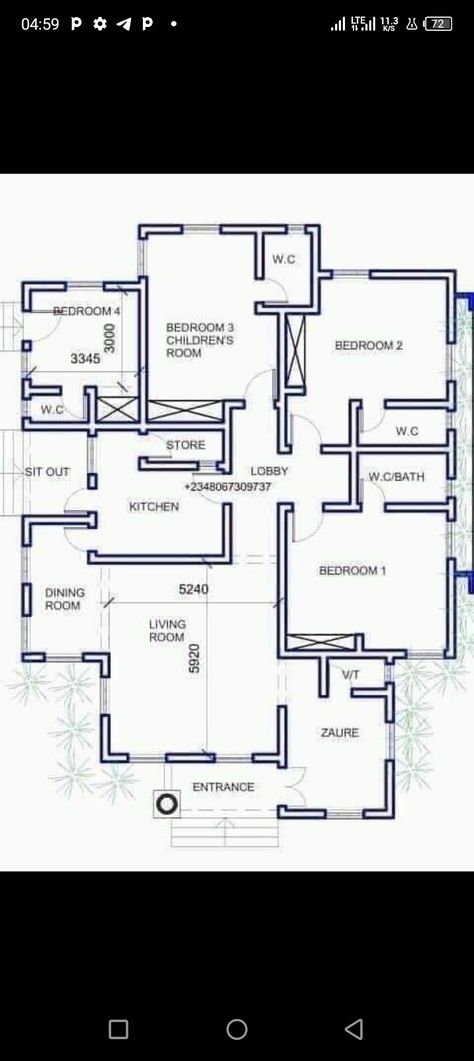 4bedroom House Plans Simple Modern, 2 Bedroom Duplex Floor Plans, Simple 4 Bedroom House Plans, Small House Design Floor Plan, Residential Building Plan, Four Bedroom House Plans, Drawing House Plans, Round House Plans, Building Design Plan