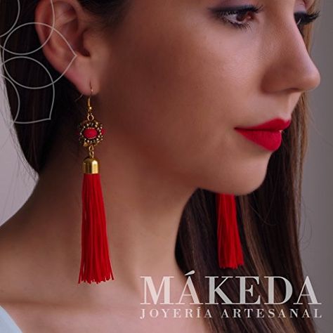 Red Crystals, Red Gold, Tassels, Drop Earrings, Crystals, Red, Gold