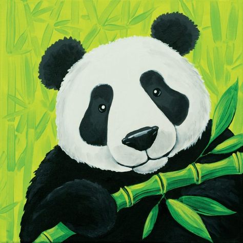 Pre Drawn Canvas For Painting, Canvas Paint Party, Social Artworking, Canvas For Painting, Pre Drawn Canvas, Easy Camp, Panda Painting, Bear Painting, Sip And Paint