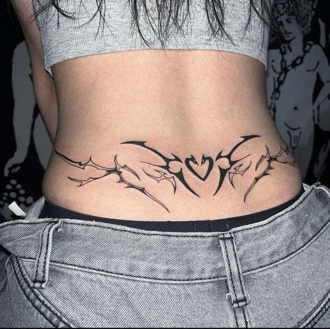 Tattoo Emo, Waist Tattoo, Lower Back Tattoo, Waist Tattoos, Grunge Tattoo, Sharpie Tattoos, Back Tattoo Women, Top Tattoos, Dream Tattoos