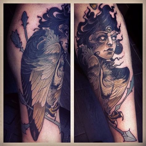 Tattoo uploaded by Robert Davies • Harpy Tattoo by Tiny Miss Becca #Harpy #Harpies #HarpyTattoo #MythologyTattoos #GreekTattoos #MythTattoos #Traditional #TinyMissBecca • 64155 • Tattoodo Harpy Tattoo, Explore Tattoo, Sweet Tattoos, Mythology Tattoos, Greek Tattoos, Face Tattoos, Book Tattoo, Old School Tattoo, Architecture Sketch